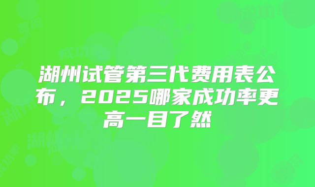湖州试管第三代费用表公布，2025哪家成功率更高一目了然