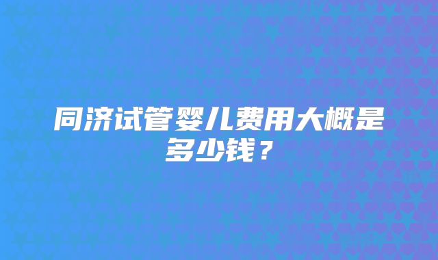 同济试管婴儿费用大概是多少钱？