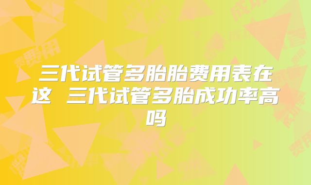 三代试管多胎胎费用表在这 三代试管多胎成功率高吗