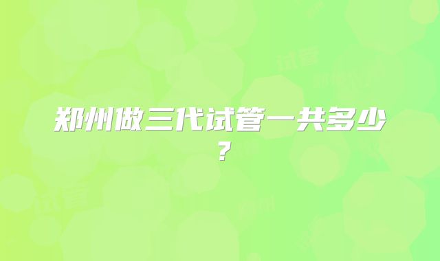 郑州做三代试管一共多少?
