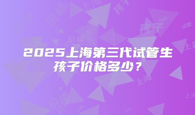 2025上海第三代试管生孩子价格多少？