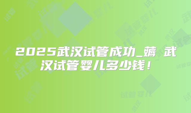 2025武汉试管成功_薅慜武汉试管婴儿多少钱!