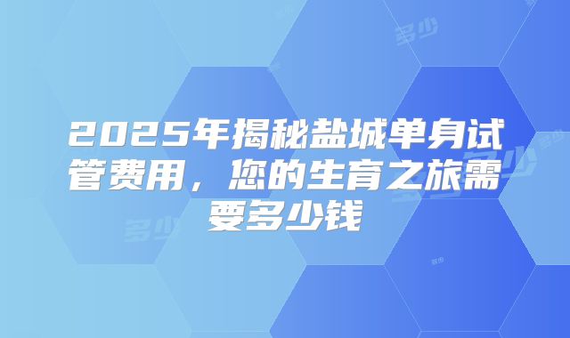 2025年揭秘盐城单身试管费用，您的生育之旅需要多少钱