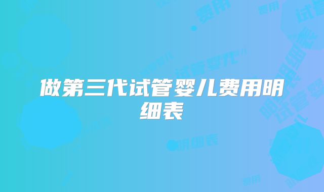 做第三代试管婴儿费用明细表