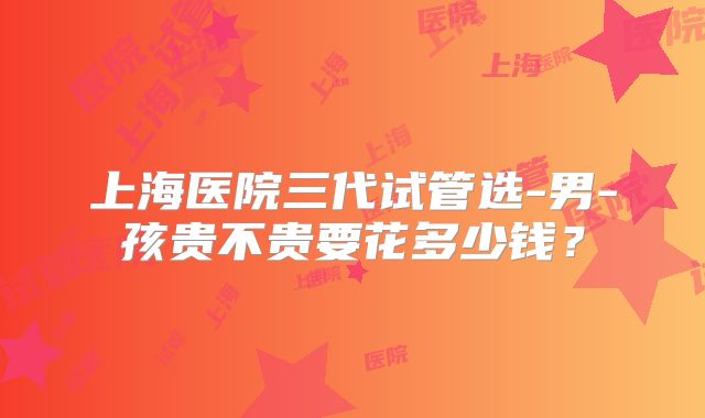 上海医院三代试管选-男-孩贵不贵要花多少钱?