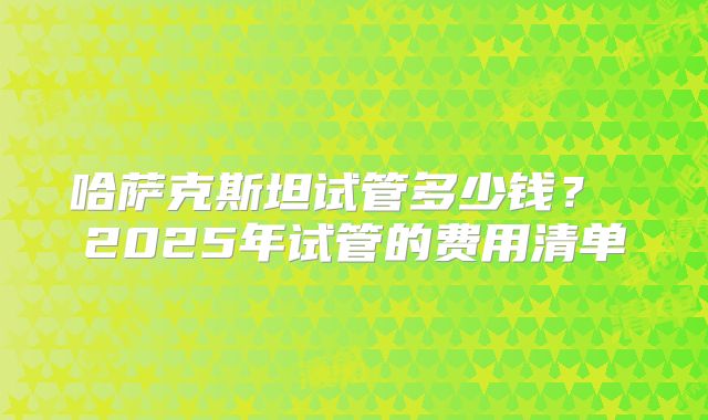 哈萨克斯坦试管多少钱？ 2025年试管的费用清单