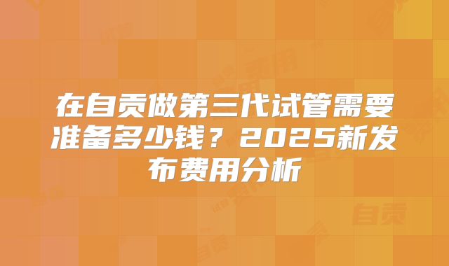 在自贡做第三代试管需要准备多少钱?2025新发布费用分析