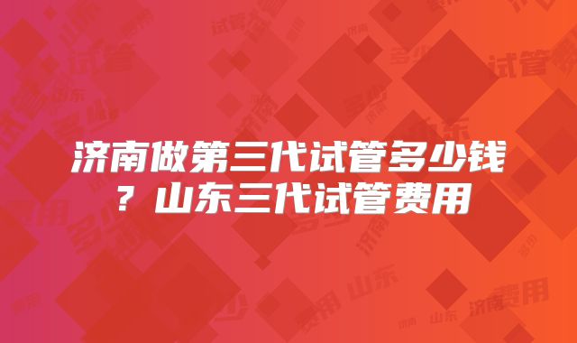 济南做第三代试管多少钱？山东三代试管费用