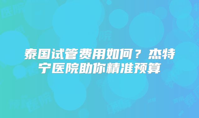 泰国试管费用如何？杰特宁医院助你精准预算
