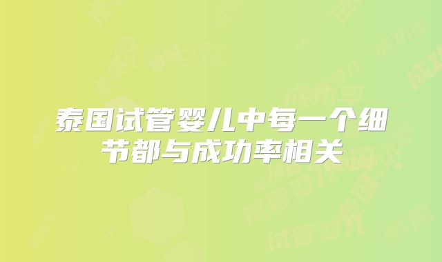 泰国试管婴儿中每一个细节都与成功率相关