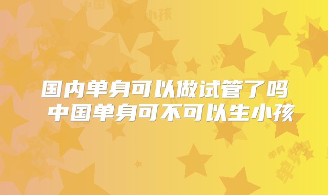 国内单身可以做试管了吗 中国单身可不可以生小孩