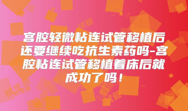 宫腔轻微粘连试管移植后还要继续吃抗生素药吗-宫腔粘连试管移植着床后就成功了吗!