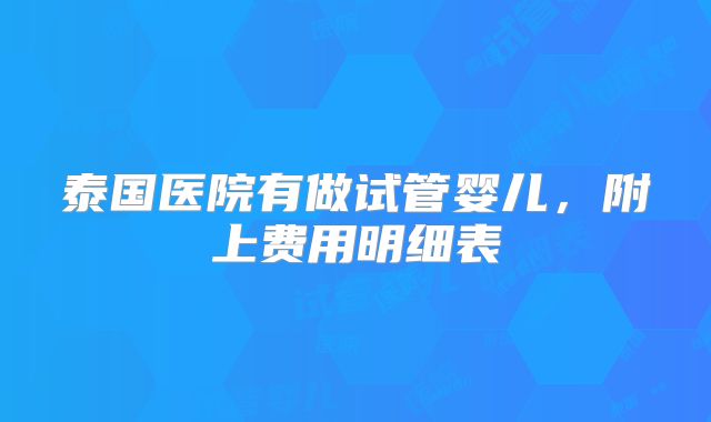 泰国医院有做试管婴儿，附上费用明细表