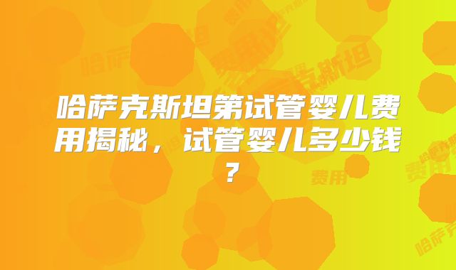 哈萨克斯坦第试管婴儿费用揭秘,试管婴儿多少钱?
