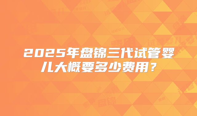 2025年盘锦三代试管婴儿大概要多少费用？