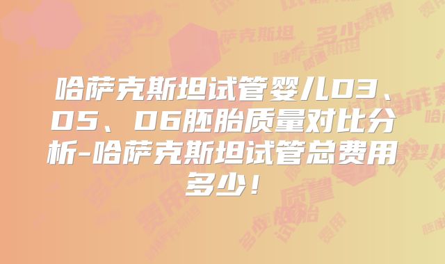 哈萨克斯坦试管婴儿D3、D5、D6胚胎质量对比分析-哈萨克斯坦试管总费用多少！