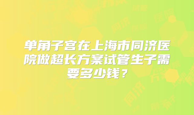 单角子宫在上海市同济医院做超长方案试管生子需要多少钱?