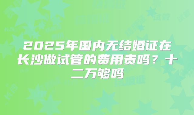 2025年国内无结婚证在长沙做试管的费用贵吗？十二万够吗