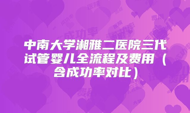 中南大学湘雅二医院三代试管婴儿全流程及费用(含成功率对比)