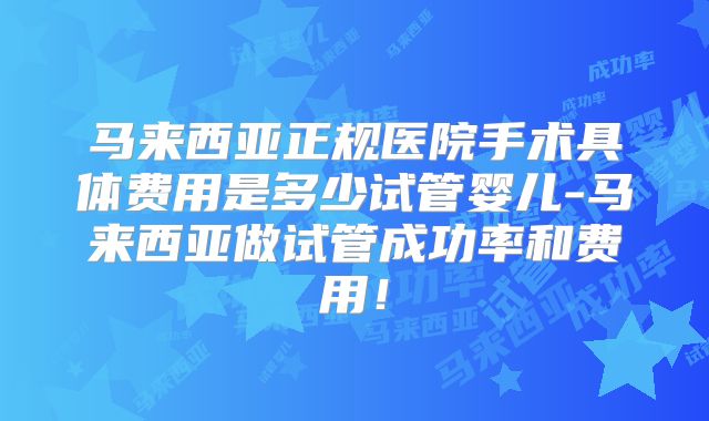 马来西亚正规医院手术具体费用是多少试管婴儿-马来西亚做试管成功率和费用!