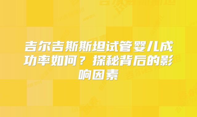 吉尔吉斯斯坦试管婴儿成功率如何？探秘背后的影响因素