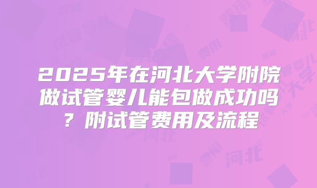 2025年在河北大学附院做试管婴儿能包做成功吗?附试管费用及流程