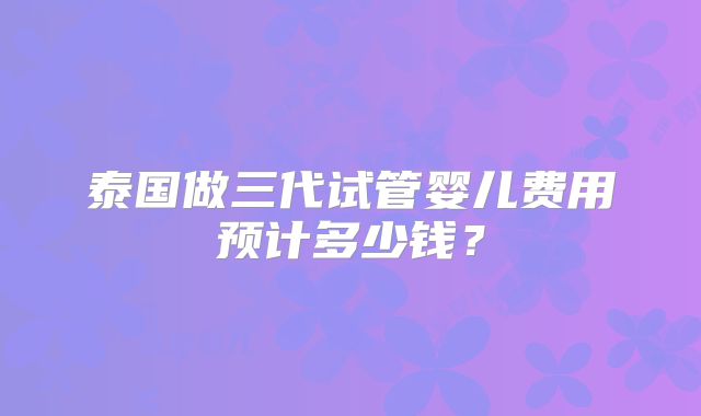 泰国做三代试管婴儿费用预计多少钱？