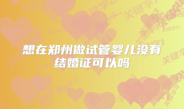 想在郑州做试管婴儿没有结婚证可以吗