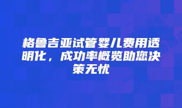 格鲁吉亚试管婴儿费用透明化,成功率概览助您决策无忧