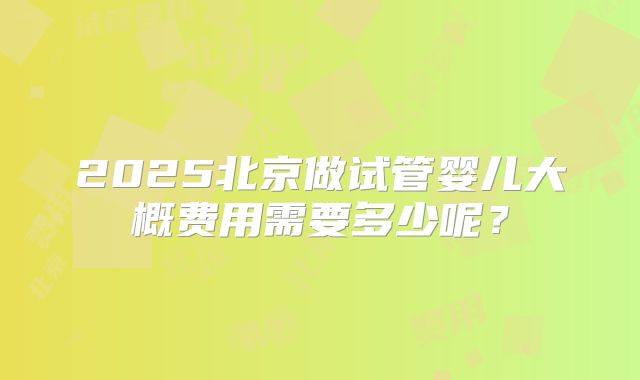 2025北京做试管婴儿大概费用需要多少呢?