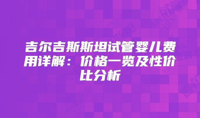 吉尔吉斯斯坦试管婴儿费用详解：价格一览及性价比分析