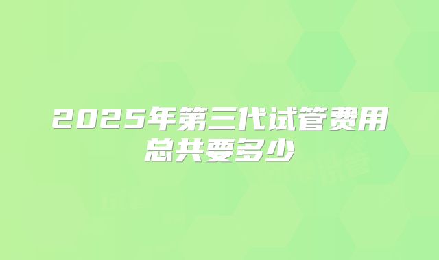 2025年第三代试管费用总共要多少