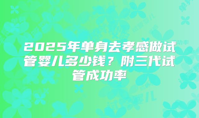 2025年单身去孝感做试管婴儿多少钱？附三代试管成功率