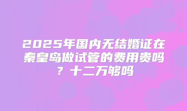 2025年国内无结婚证在秦皇岛做试管的费用贵吗？十二万够吗