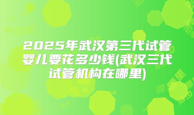 2025年武汉第三代试管婴儿要花多少钱(武汉三代试管机构在哪里)