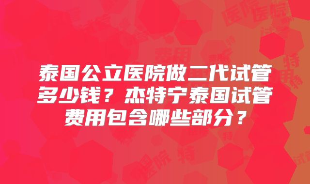 泰国公立医院做二代试管多少钱？杰特宁泰国试管费用包含哪些部分？
