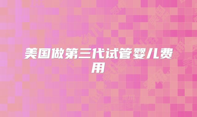 美国做第三代试管婴儿费用