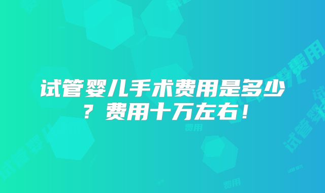 试管婴儿手术费用是多少？费用十万左右！