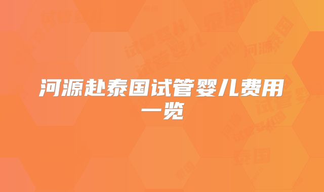 河源赴泰国试管婴儿费用一览