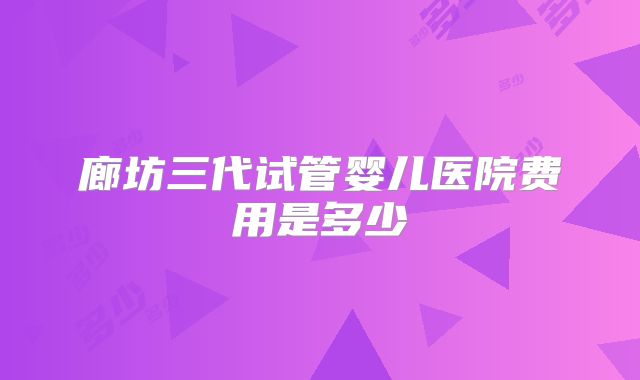 廊坊三代试管婴儿医院费用是多少