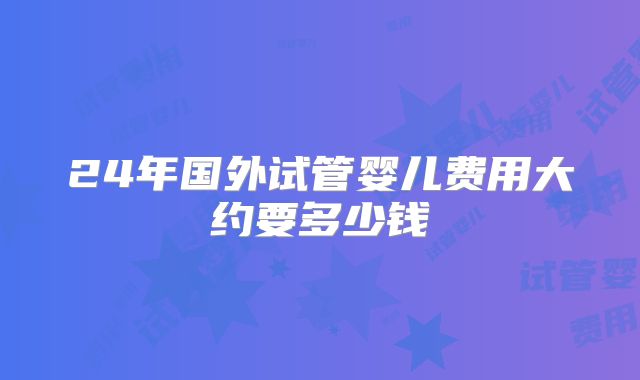 24年国外试管婴儿费用大约要多少钱