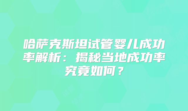 哈萨克斯坦试管婴儿成功率解析：揭秘当地成功率究竟如何？