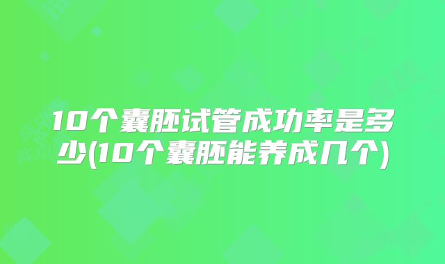 10个囊胚试管成功率是多少(10个囊胚能养成几个)