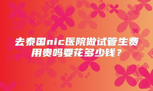 去泰国nic医院做试管生费用贵吗要花多少钱？