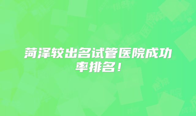 菏泽较出名试管医院成功率排名！