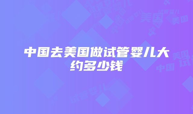 中国去美国做试管婴儿大约多少钱