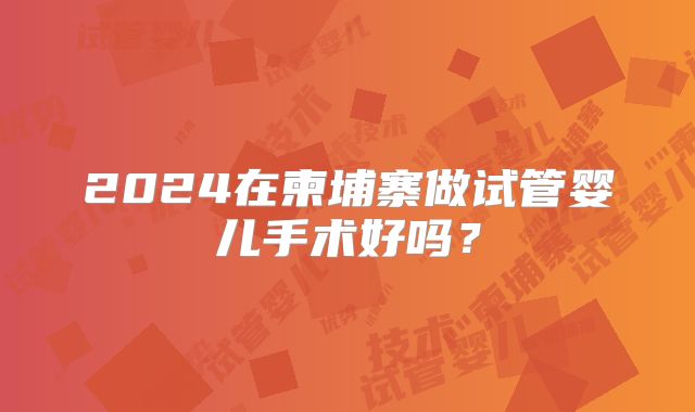 2024在柬埔寨做试管婴儿手术好吗?