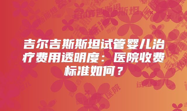 吉尔吉斯斯坦试管婴儿治疗费用透明度：医院收费标准如何？