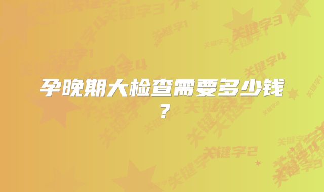 孕晚期大检查需要多少钱?