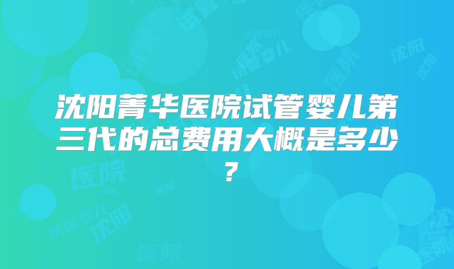 沈阳菁华医院试管婴儿第三代的总费用大概是多少？